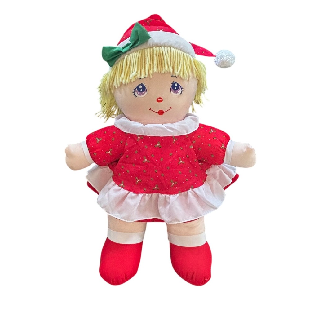 Vintage 1987 Dolly Mine Christmas‎ Raggedy Ann Style Doll Holiday Decoration Toy